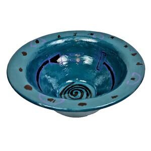 Handmade Studio Pottery Ceramic Stoneware Bowl Glazed Blue Green Purple Electric
